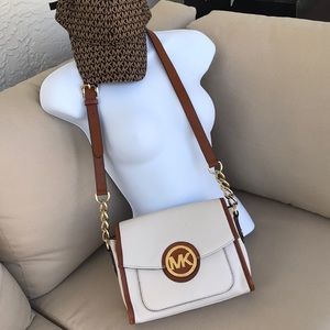 Michael Kors white and saddle leather crossbody